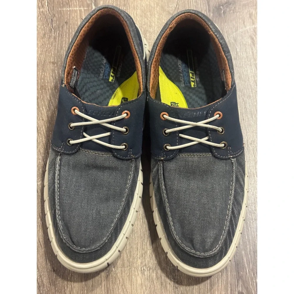 Skechers Classic Fit Mens Navy Boat Shoes Air-Cooled Memory Foam Loafers 13